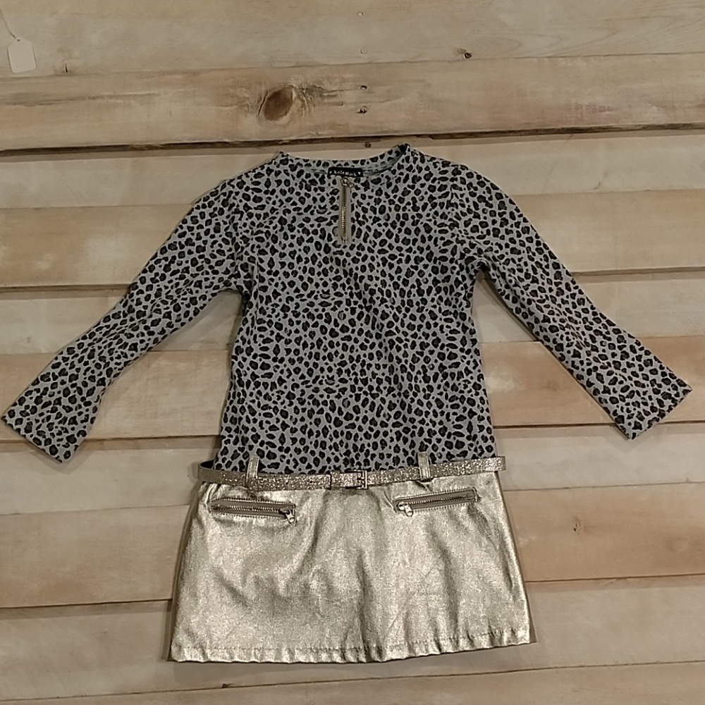 Kate Mack - Size 5 - Leopard Blue & Silver Dress